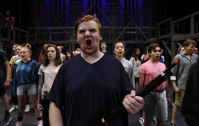 Broadway Camp students rehearse musical numbers from Les Mis on the MainStage at Proctors Monday, July 22, 2019.