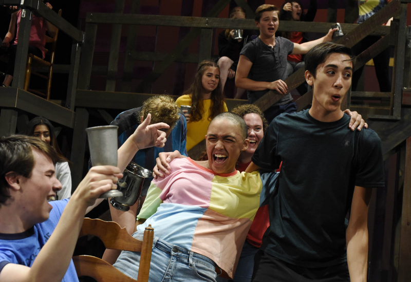 Broadway Camp students rehearse musical numbers from Les Mis on the MainStage at Proctors Monday, July 22, 2019.