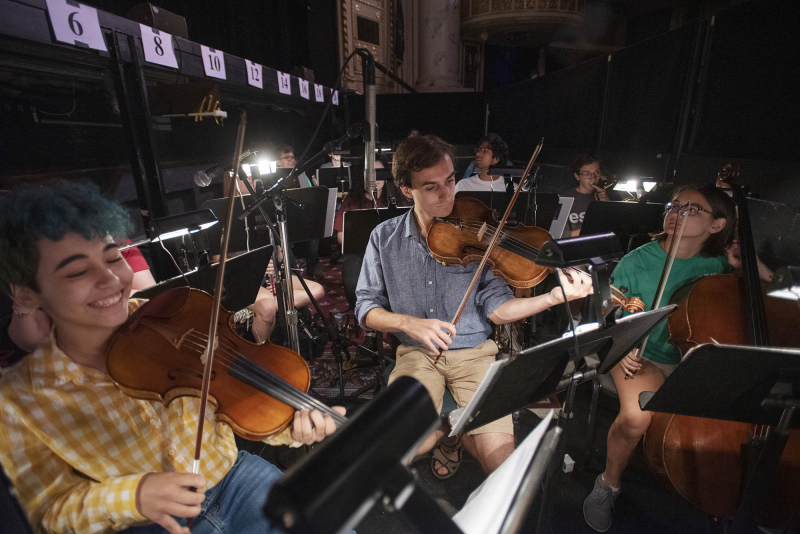 The Broadway Camp student orchestra rehearses with the cast during the sitz probe for Les Miserables on the MainStage at Proctors Wednesday, July 31, 2019.