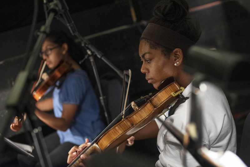 The Broadway Camp student orchestra rehearses with the cast during the sitz probe for Les Miserables on the MainStage at Proctors Wednesday, July 31, 2019.