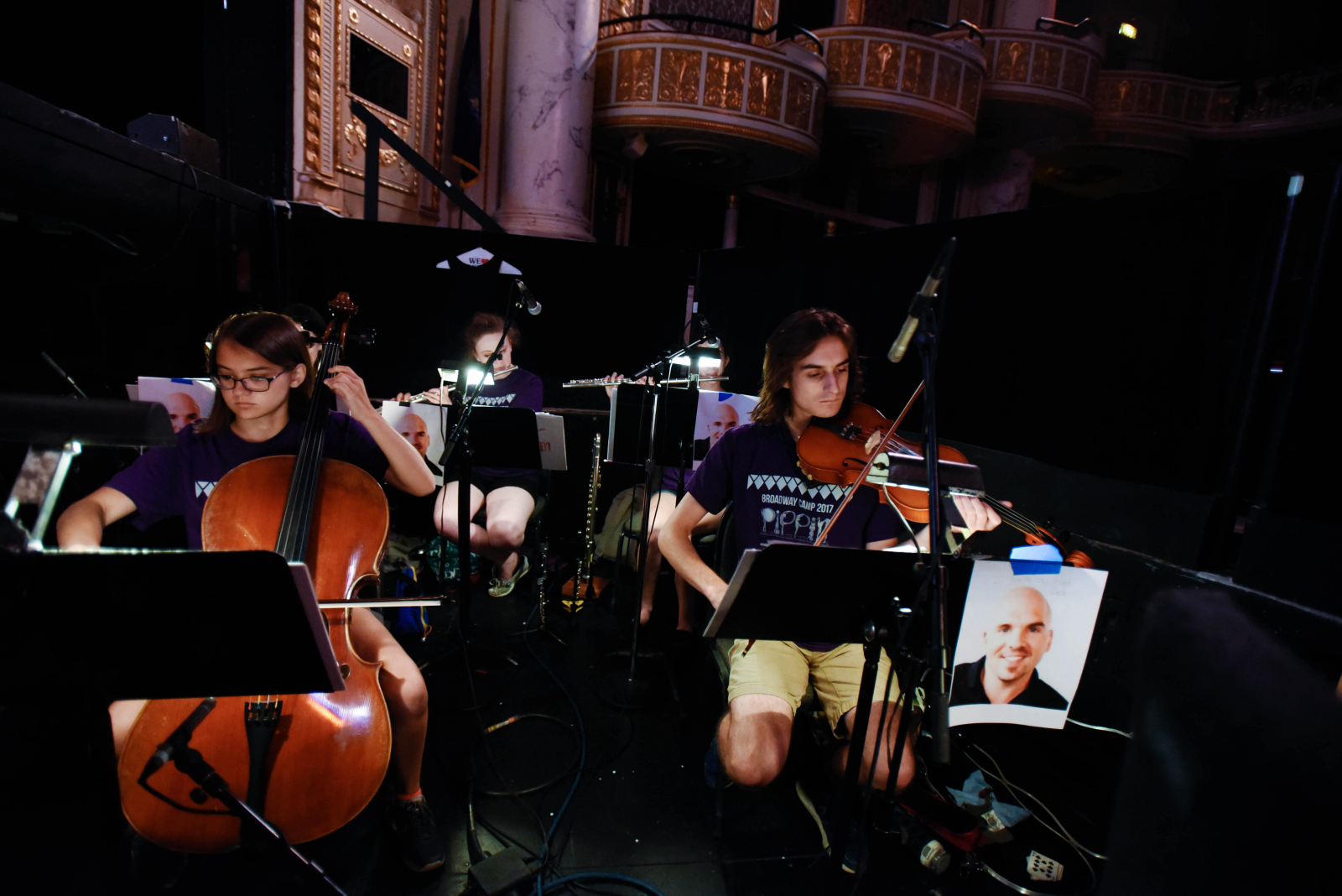 Broadway Camp: Musicians students play in the pit during the final dress rehearsal for Pippin at Proctors Friday, August 4, 2017.
