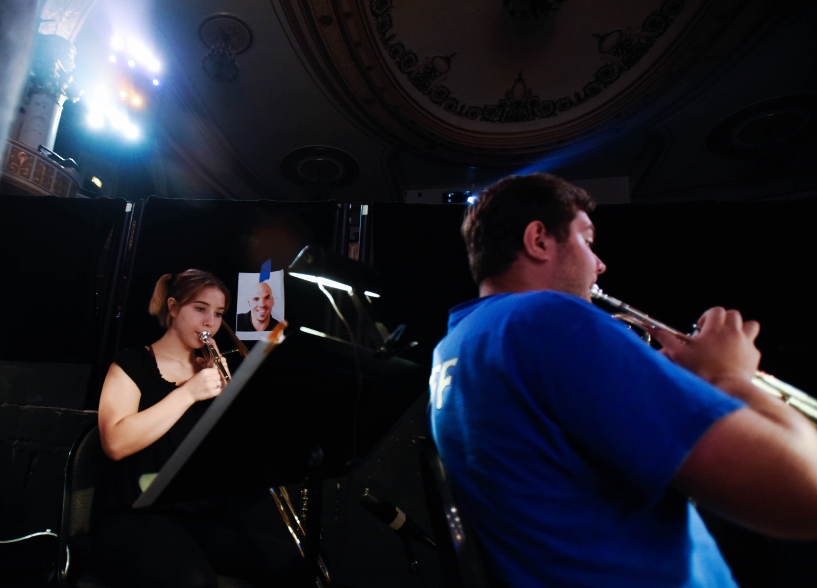 Broadway Camp: Musicians students play in the pit during the final dress rehearsal for Pippin at Proctors Friday, August 4, 2017.