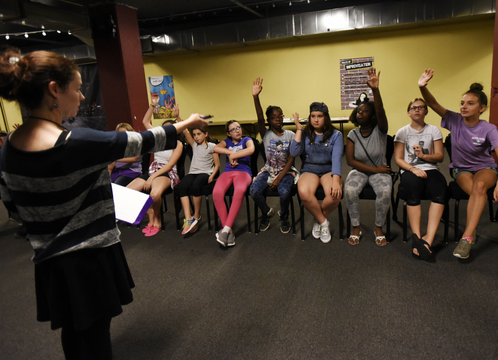 Students from Imagine That! act out words and feelings during the Summer Education Program at Proctors Tuesday, July 25, 2017.