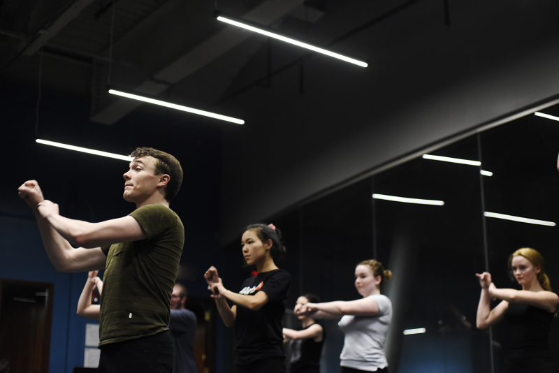 Kenny Francoeur, dance captain from The Book of Mormon, teaches a dance master class in the dance studio of The Addy at Proctors Saturday, May 18, 2019. The School of the Performing Arts’ Broadway Master Class Series offers the exclusive opportunity for professional–level training for career development.