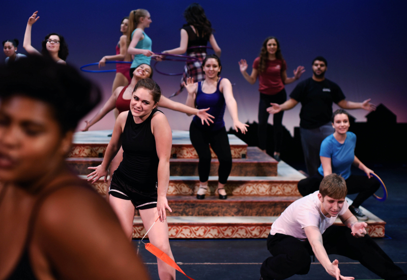 Broadway Camp students rehearse a number from Pippin at Proctors Friday, July 21, 2017.